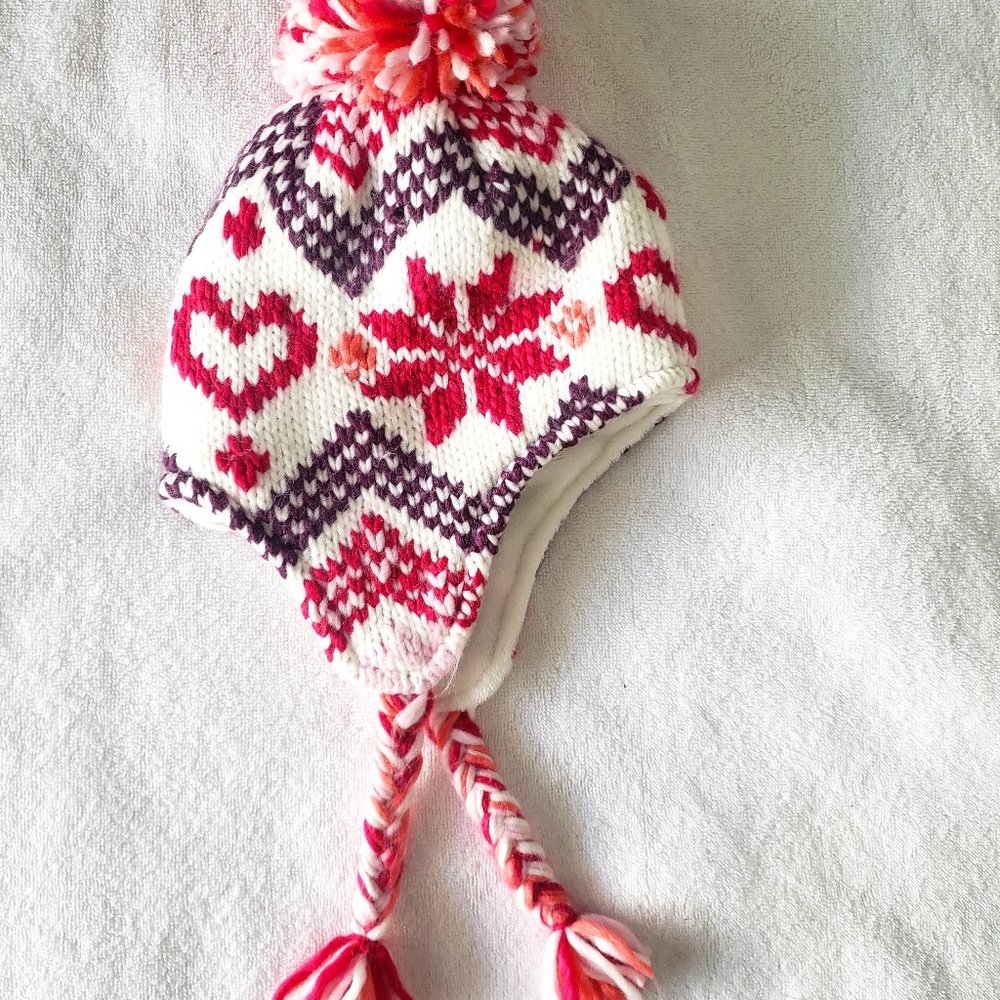 Girls Peruvian Knit Hat Braided  SIZE MEDIUM-LARGE